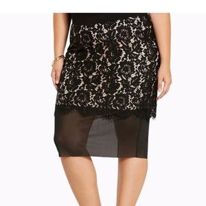 Torrid 2x Black Lace Mesh Pencil Skirt